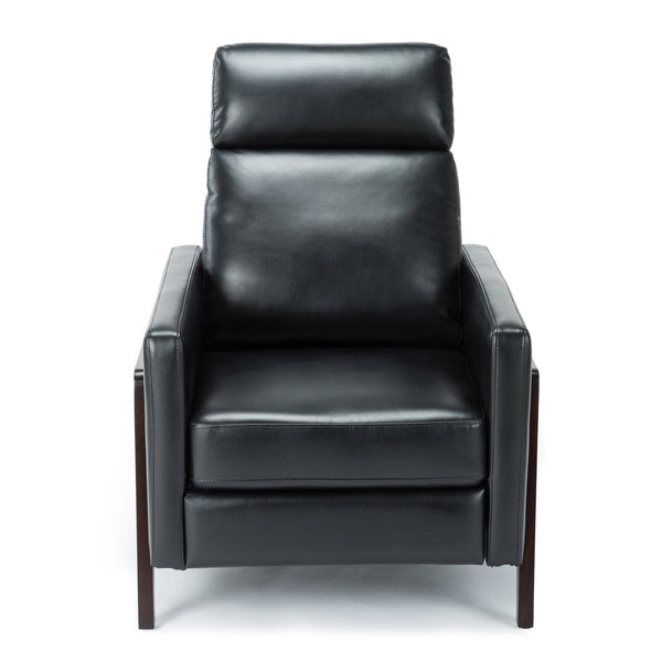 English Elm Madeline Mid-Century Push Back Recliner with Exposed Wood Frame, Pocketed Coil Seating, Gel Upholstery Black B050125437
