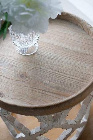 English Elm 23" Solid Fir Wood Side Table Vintage Farmhouse Distressed Finish for Living Room W2078125380