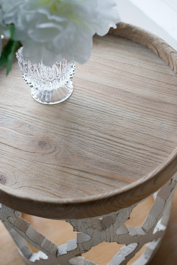 English Elm 23" Solid Fir Wood Side Table Vintage Farmhouse Distressed Finish for Living Room W2078125380
