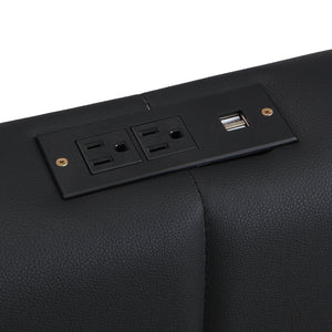 English Elm Full Upholstered Platform Bed with Hydraulic Storage, RGB LED Sensor Lights, USB Sockets, Modern Chic Black SF000031AAB