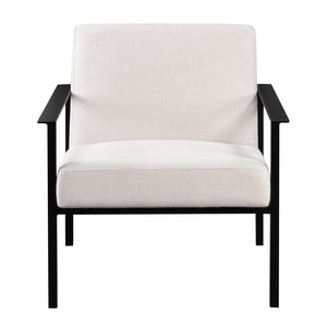 English Elm Millie Modern Oatmeal White Metal Accent Chair - Polyester Upholstery, Matte Black Frame, Durable Design B050125439
