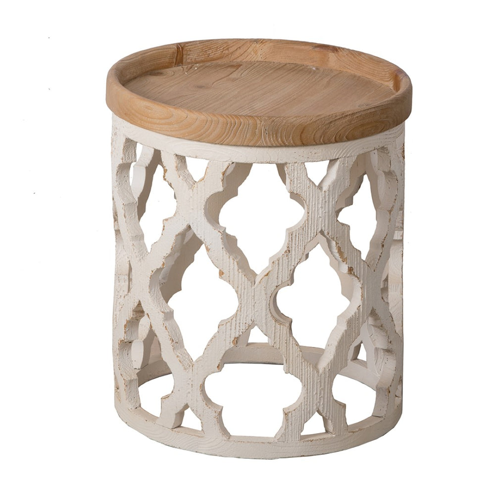 English Elm 23" Solid Fir Wood Side Table Vintage Farmhouse Distressed Finish for Living Room W2078125380