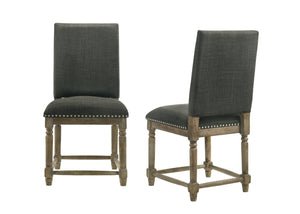 English Elm Everton Gray Upholstered Dining Chairs Set of 2 with Bronze Nailhead Wood Legs B061125431