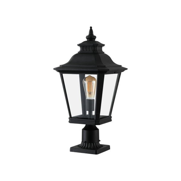 English Elm 21"(h) Matte Black Aluminum Outdoor Post Lantern Clear Glass Weatherproof Garden Path Light W1340110427