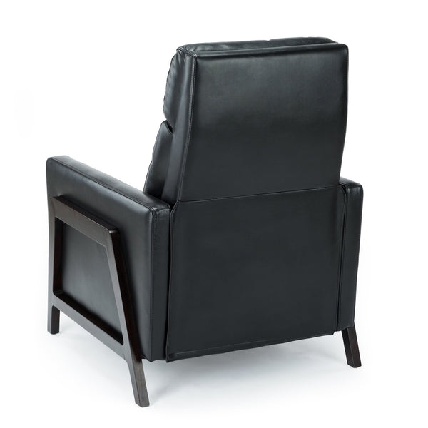 English Elm Madeline Mid-Century Push Back Recliner with Exposed Wood Frame, Pocketed Coil Seating, Gel Upholstery Black B050125437