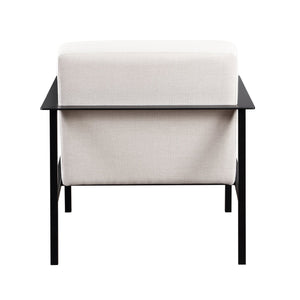 English Elm Millie Modern Oatmeal White Metal Accent Chair - Polyester Upholstery, Matte Black Frame, Durable Design B050125439