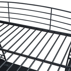 English Elm Full Loft Bed with L-Shaped Desk, 4-Tier Shelving, Metal Guardrails, USB Ports, Wireless Charging, Modern Dorm Room Solution Black SF000021AAB