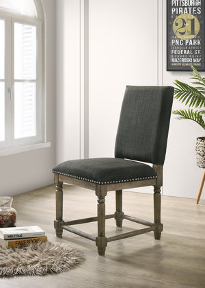 English Elm Everton Gray Upholstered Dining Chairs Set of 2 with Bronze Nailhead Wood Legs B061125431