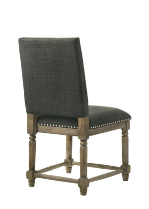 English Elm Everton Gray Upholstered Dining Chairs Set of 2 with Bronze Nailhead Wood Legs B061125431