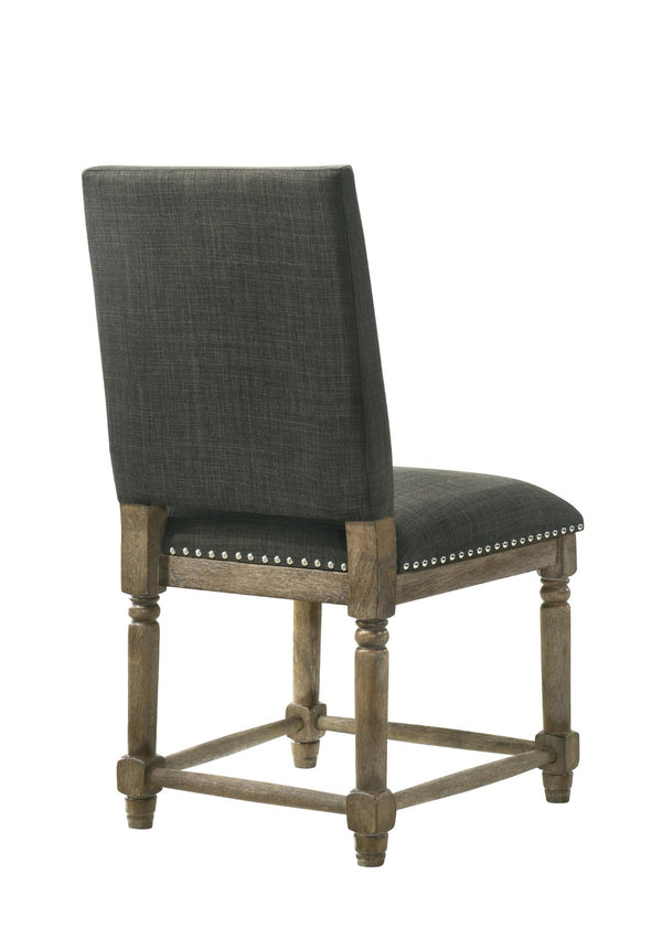 English Elm Everton Gray Upholstered Dining Chairs Set of 2 with Bronze Nailhead Wood Legs B061125431
