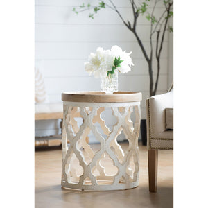 English Elm 23" Solid Fir Wood Side Table Vintage Farmhouse Distressed Finish for Living Room W2078125380