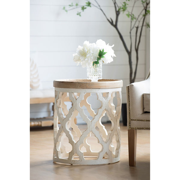 English Elm 23" Solid Fir Wood Side Table Vintage Farmhouse Distressed Finish for Living Room W2078125380