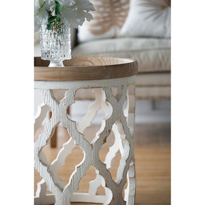 English Elm 23" Solid Fir Wood Side Table Vintage Farmhouse Distressed Finish for Living Room W2078125380