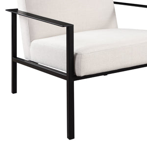 English Elm Millie Modern Oatmeal White Metal Accent Chair - Polyester Upholstery, Matte Black Frame, Durable Design B050125439