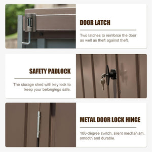 English Elm Outdoor Galvanized Steel Storage Shed 10x8 Lockable Double Door Backyard Organizer W1859S00040