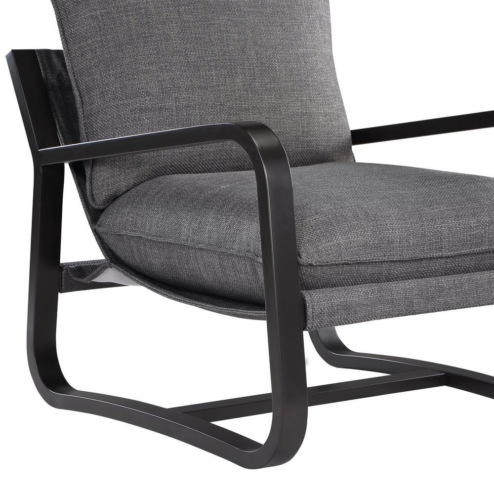 English Elm Blaire Sling Chair with Oatmeal Polyester Upholstery and Bronze Powdercoat Metal Frame, Reversible Cushions Charcoal B050125449