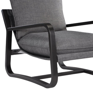 English Elm Blaire Sling Chair with Oatmeal Polyester Upholstery and Bronze Powdercoat Metal Frame, Reversible Cushions Charcoal B050125449