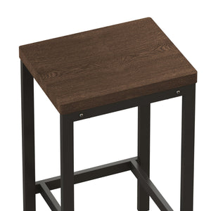 English Elm Modern Rustic Kitchen Dining Table Set with 3 Stools, Space-Saving 60" Pub Table, Dark Brown Metal MDF Finish W757P247711