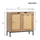 Hearth and Haven Zone Sideboard with 2 Rattan Doors and Hollow Handle, Set of 2, Natural W1908119453