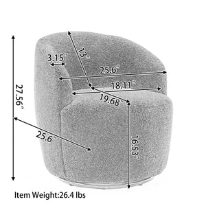 English Elm Teddy Plush Barrel Swivel Chair with Metal Ring Base for Living Room Reading Nook Khaki W527109488