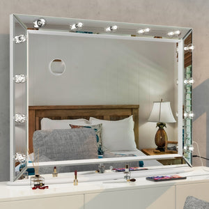 Hearth and Haven Hollywood Vanity Mirror with Uss Bulbs Luxury Vanity Mirror with Lights Large Size Makeup Mirror For Bedroom Makeup Room, Smart Touch White Lighting, 40X30.5 Inch W708125579