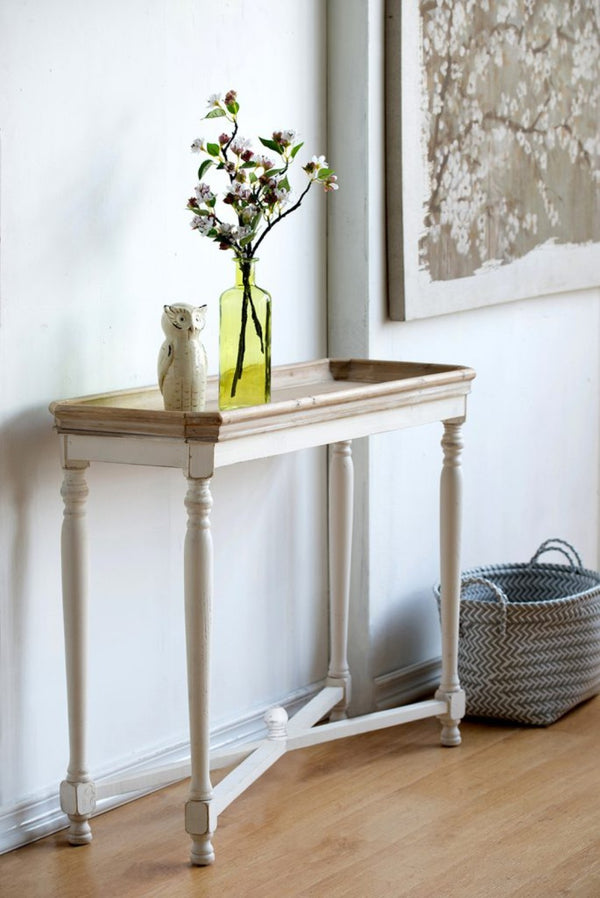 English Elm 42x14x30" Alcott Fir Wood Console Table Antique White Two-tone Farmhouse Entryway W2078125599
