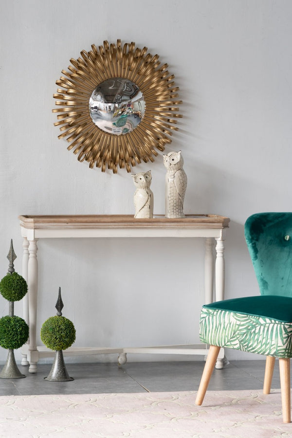 English Elm 27" Sunburst Wall Mirror Glam Gold Iron Spokes Entryway Living Room Focal Piece W2078124329