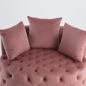 English Elm A&A Velvet Barrel Accent Chair with Curved Back and Plush Seat for Living Room Comfort and Style Pink W114394737