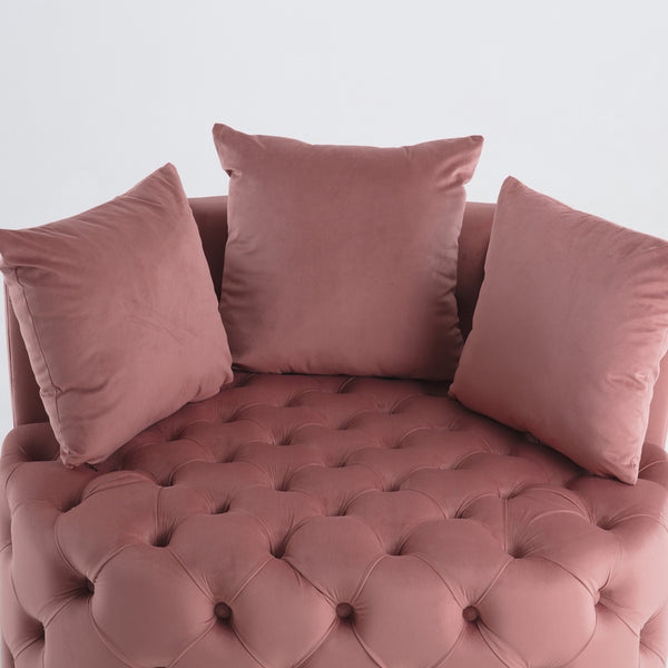 English Elm A&A Velvet Barrel Accent Chair with Curved Back and Plush Seat for Living Room Comfort and Style Pink W114394737