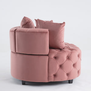 English Elm A&A Velvet Barrel Accent Chair with Curved Back and Plush Seat for Living Room Comfort and Style Pink W114394737