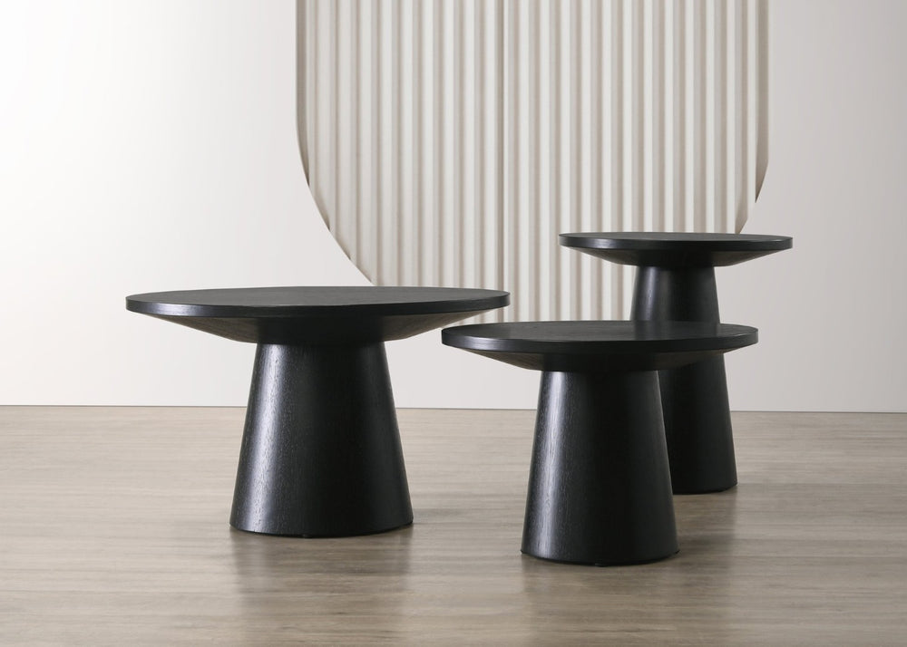 English Elm Jasper Ebony Wood Grain Three Piece Pedestal Table Collection for Living Room B061S00739