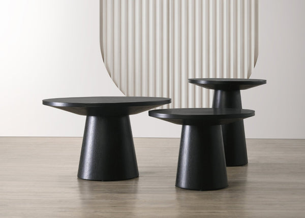 English Elm Jasper Ebony Wood Grain Three Piece Pedestal Table Collection for Living Room B061S00739