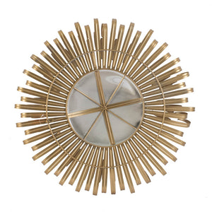 English Elm 27" Sunburst Wall Mirror Glam Gold Iron Spokes Entryway Living Room Focal Piece W2078124329