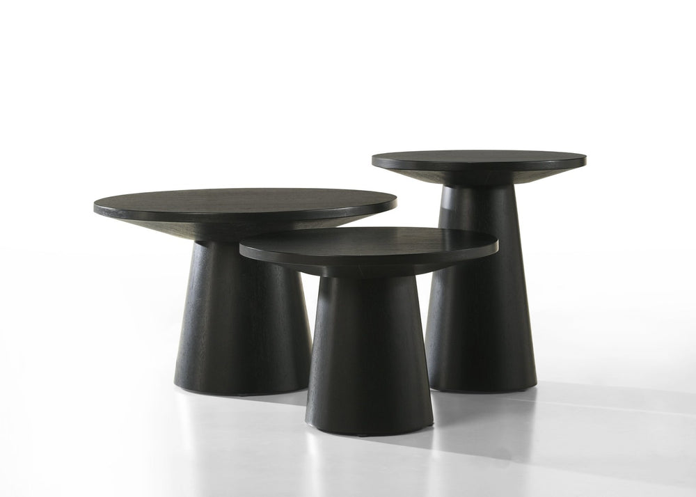 English Elm Jasper Ebony Wood Grain Three Piece Pedestal Table Collection for Living Room B061S00739