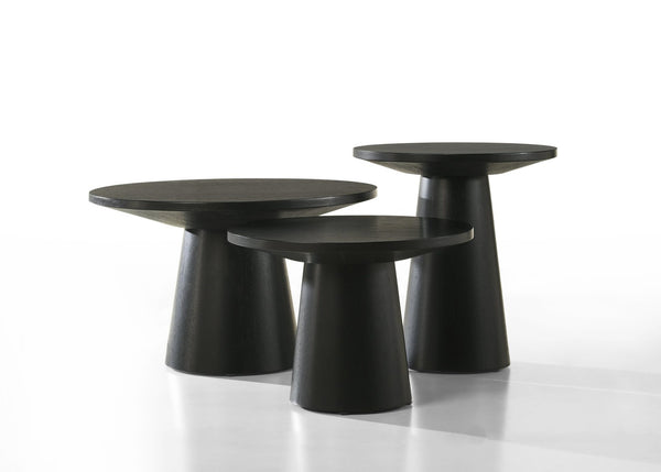 English Elm Jasper Ebony Wood Grain Three Piece Pedestal Table Collection for Living Room B061S00739