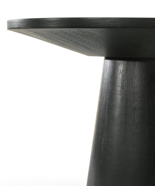 English Elm Jasper Round Pedestal Accent Table in Ebony Wood Grain Finish for Entryway or Bedroom B061S00738