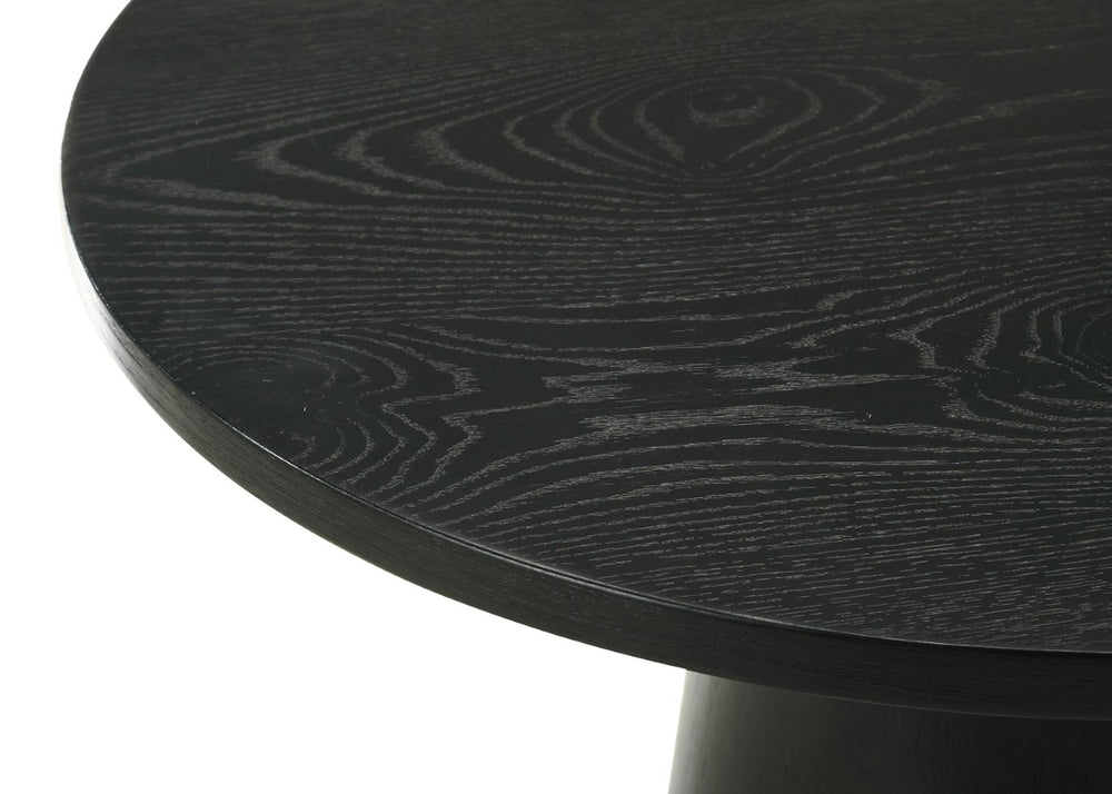 English Elm Jasper Round Pedestal Accent Table in Ebony Wood Grain Finish for Entryway or Bedroom B061S00738