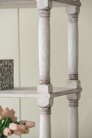 English Elm 51x19.5x81.5" Adela Solid Fir Wood Tall Bookcase Distressed White French Country Etagere W2078P170345