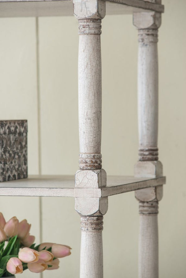 English Elm 51x19.5x81.5" Adela Solid Fir Wood Tall Bookcase Distressed White French Country Etagere W2078P170345