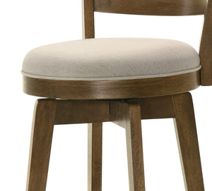 English Elm Joplin Walnut Ladder Back Swivel Counterstool with Linen Seat Farmhouse Kitchen B061131269