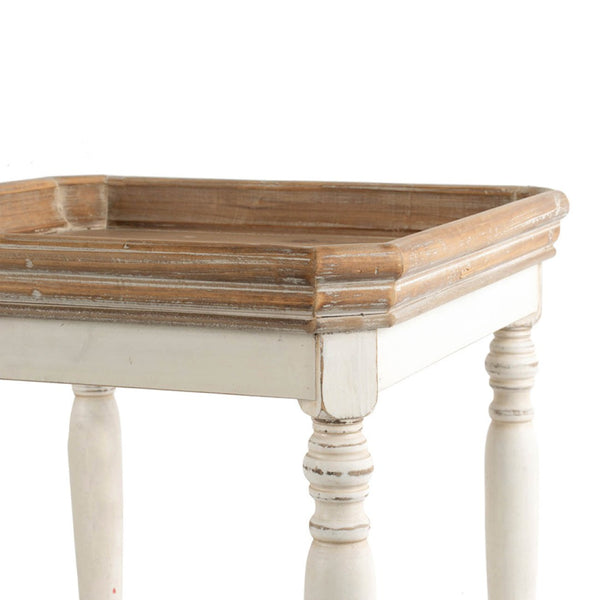 English Elm 20x20x25" Alcott Square Fir Wood Side Table Tray Top Farmhouse Distressed White W2078125590