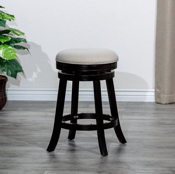 English Elm 30" Bar Stool Backless Swivel with Padded Charcoal Fabric Seat, Solid Hardwood Frame, Durable Design Espresso B04660667