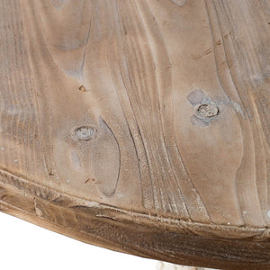 English Elm 30x31" Round Pedestal Dining Table Engraved Floral Fir Wood Farmhouse Accent W2078125613