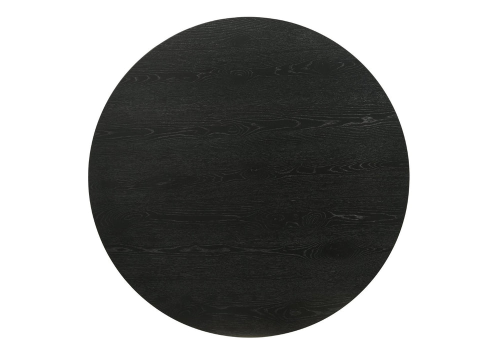 English Elm Jasper Round Pedestal Coffee Table Ebony Finished Solid Wood for Modern Living Rooms B061S00821