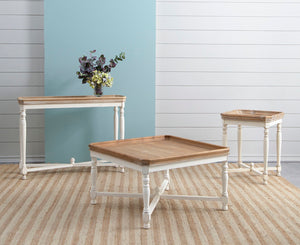 English Elm 42x14x30" Alcott Fir Wood Console Table Antique White Two-tone Farmhouse Entryway W2078125599