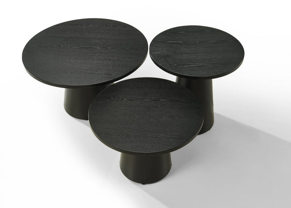 English Elm Jasper Ebony Wood Grain Three Piece Pedestal Table Collection for Living Room B061S00739