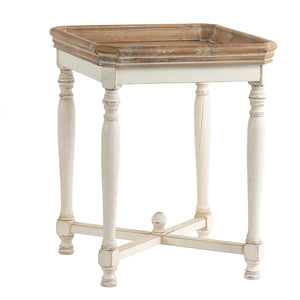 English Elm 20x20x25" Alcott Square Fir Wood Side Table Tray Top Farmhouse Distressed White W2078125590