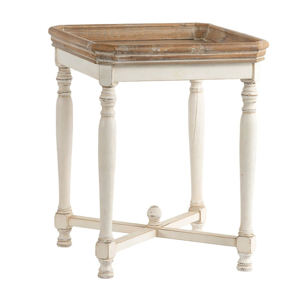 English Elm 20x20x25" Alcott Square Fir Wood Side Table Tray Top Farmhouse Distressed White W2078125590