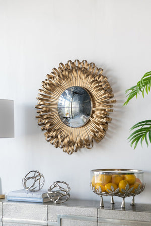 English Elm 27" Sunburst Wall Mirror Glam Gold Iron Spokes Entryway Living Room Focal Piece W2078124329