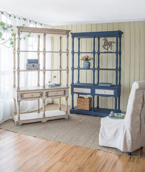 English Elm 51x19.5x81.5" Adela Solid Fir Wood Tall Bookcase Distressed White French Country Etagere W2078P170345